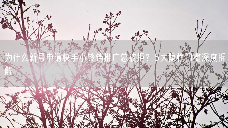 为什么新号申请快手小铃铛推广总被拒？5大隐性门槛深度拆解