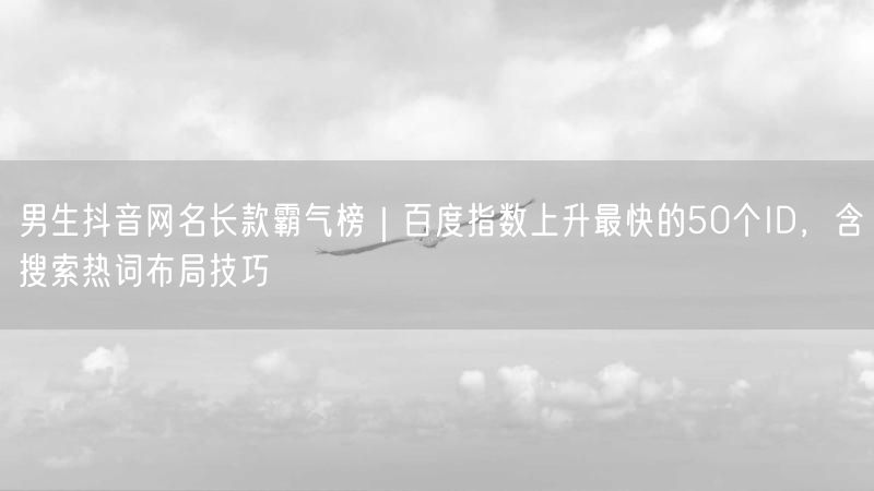 男生抖音网名长款霸气榜｜百度指数上升最快的50个ID，含搜索热词布局技巧
