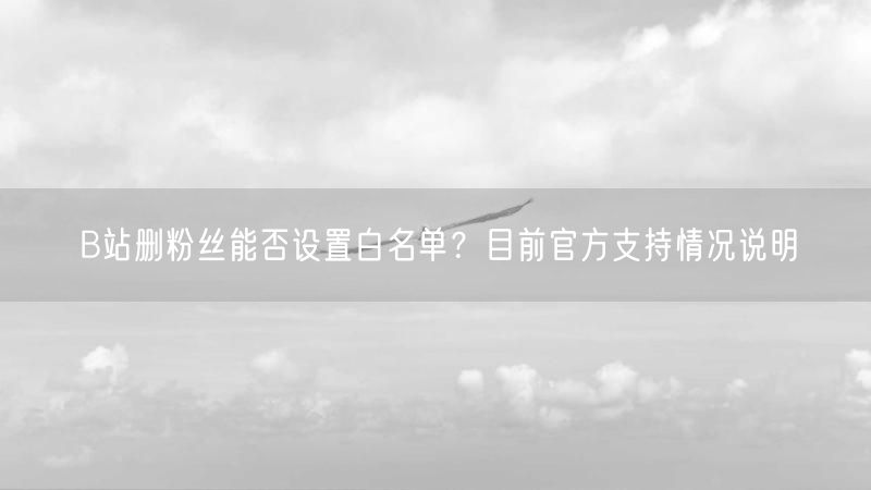 B站删粉丝能否设置白名单？目前官方支持情况说明