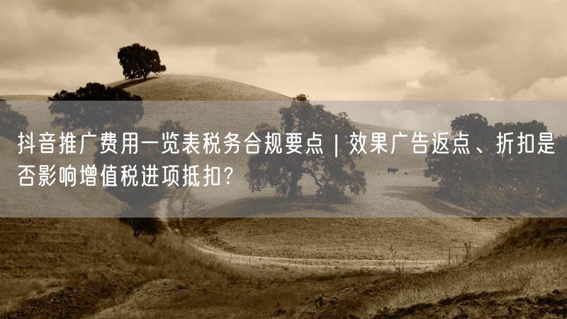 抖音推广费用一览表税务合规要点｜效果广告返点、折扣是否影响增值税进项抵扣？